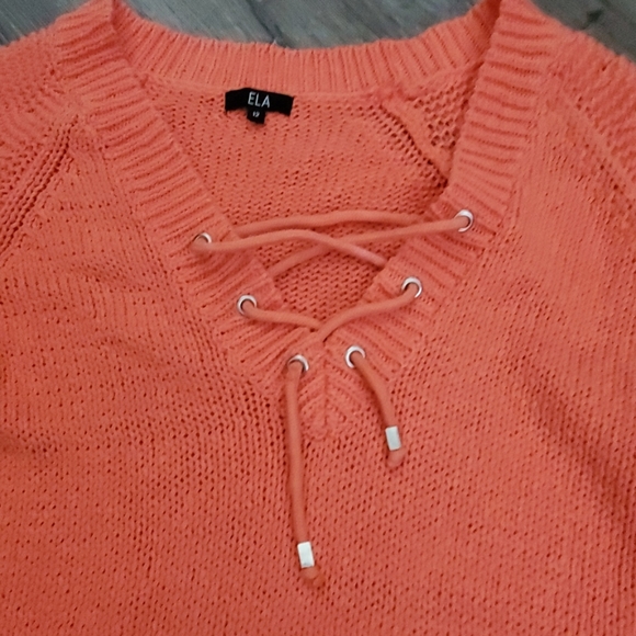 Ela Coral Color Drawstring Sweater - Picture 2 of 6